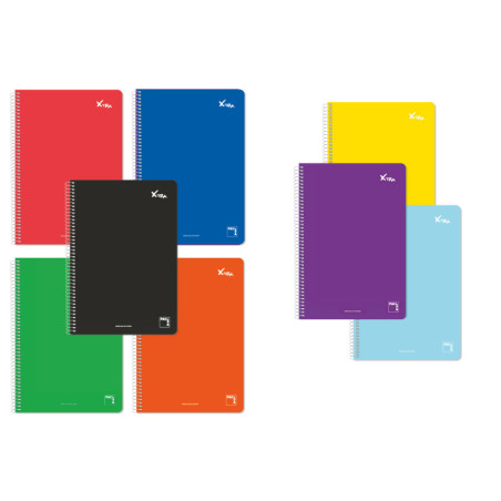 CUADERNO XTRA FOLIO 80HJ 63G DOBLE RAYA 2,5 MRG T/CONTRACOLADA 8 COL SURTIDOS PACSA