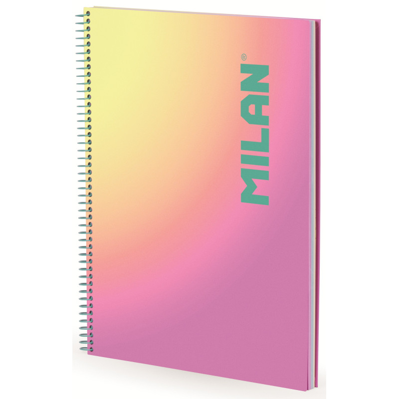 CUADERNO A4 CON ESPIRAL Y TAPA DURA PAPEL CUADRICULADO 90 HOJAS DE 95 GR COLECCIÓN SUNSET ROSA MILAN