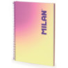 CUADERNO A4 CON ESPIRAL Y TAPA DURA PAPEL CUADRICULADO 90 HOJAS DE 95 GR COLECCIÓN SUNSET AMARILLO MILAN