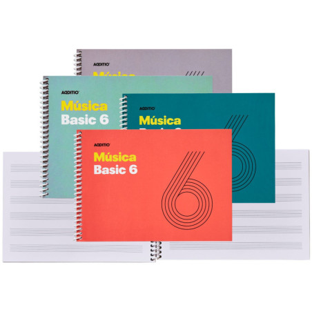 CUADERNO MUSICA 6 PENTAGRAMAS ESPIRAL 25HJ BASIC ADDITIO M06