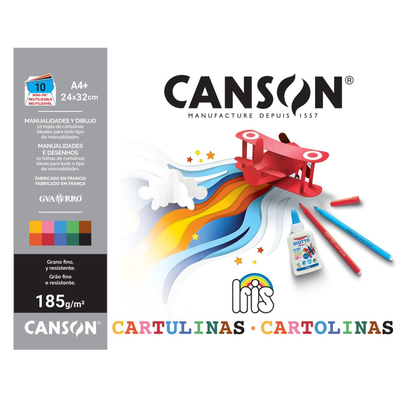 CARTULINA IRIS 185G 24X32CM MINI-PACK 10H SURTIDO CANSON