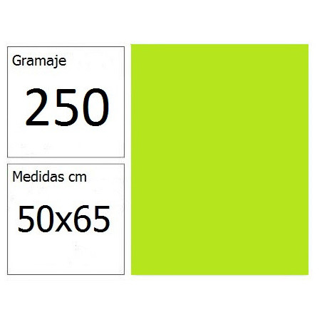 CARTULINA IRIS 50X65 250G  FLUOR VERDE 25H.
