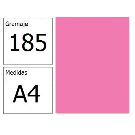 CARTULINA IRIS A4 185G ROSA 50H.