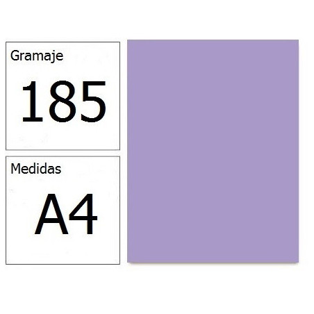 CARTULINA IRIS A4 185G LILA 50H.