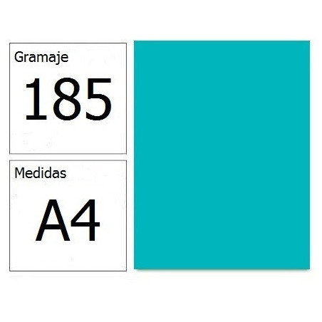CARTULINA IRIS A4 185G AZ.TURQUESA 50H.
