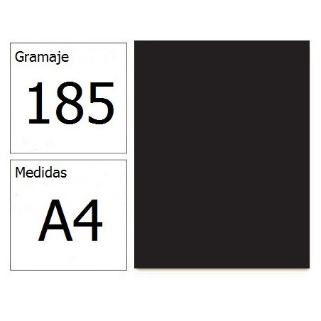 CARTULINA IRIS A4 185G NEGRO 50H.