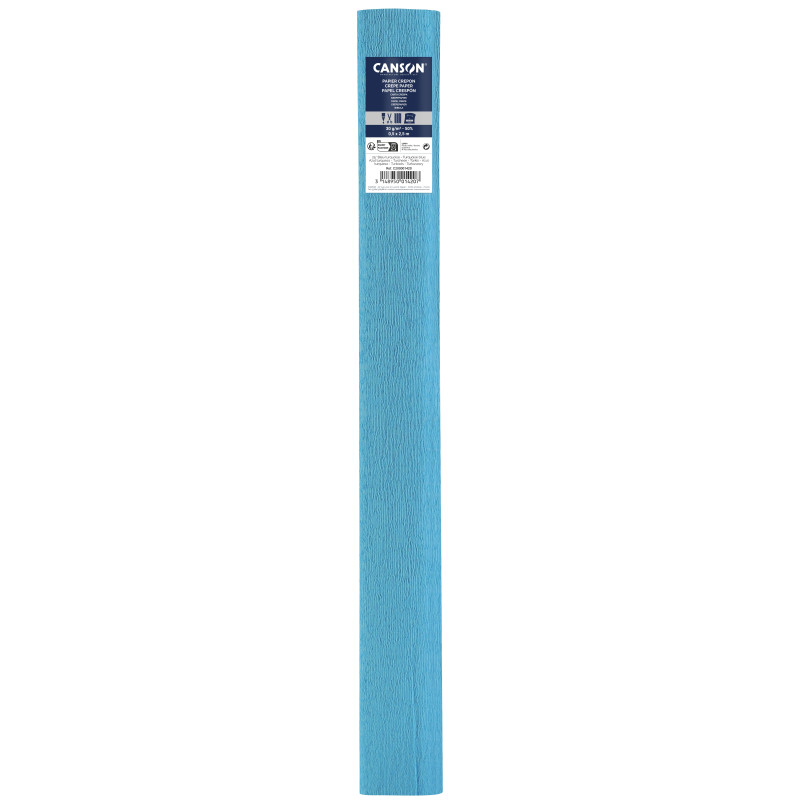 PAPEL CREPE 0,50X2,50M 60% AZUL TURQUESA CANSON