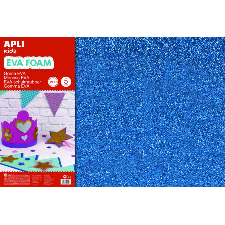 GOMA EVA PURPURINA AZUL 600X400X2MM 3 HOJAS APLI 13435