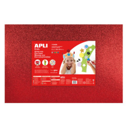 GOMA EVA BOLSA 5 H. 600X400X2MM. PURPURINA: PLATA+ORO+ROJO+VERDE+AZUL  APLI. 13436
