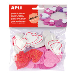 FORMAS GOMA EVA CORAZONES ADHESIVOS PURPURINA 52U.APLI. 13283