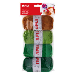 PACK OVILLOS DE LANA TONOS VERDE 4U.50G. APLI