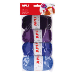 PACK OVILLOS DE LANA TONOS AZUL  4U.50G. APLI