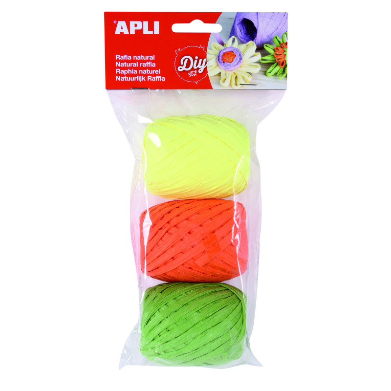RAFIA NATURAL TONOS FLUOR 3UDS 30MTS/UN APLI 14412