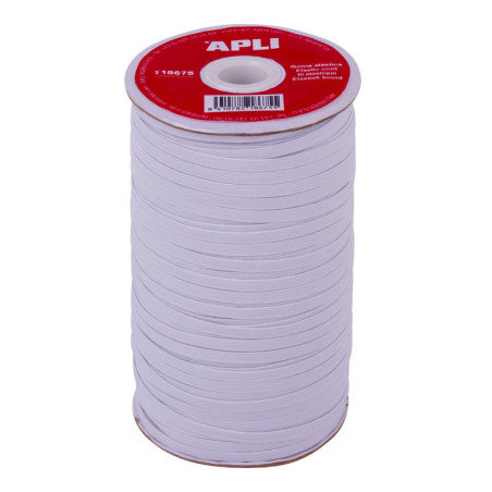 BOBINA DE CUERDA ELÁSTICA PLANA BLANCA 5 MM X 100 M APLI 18675