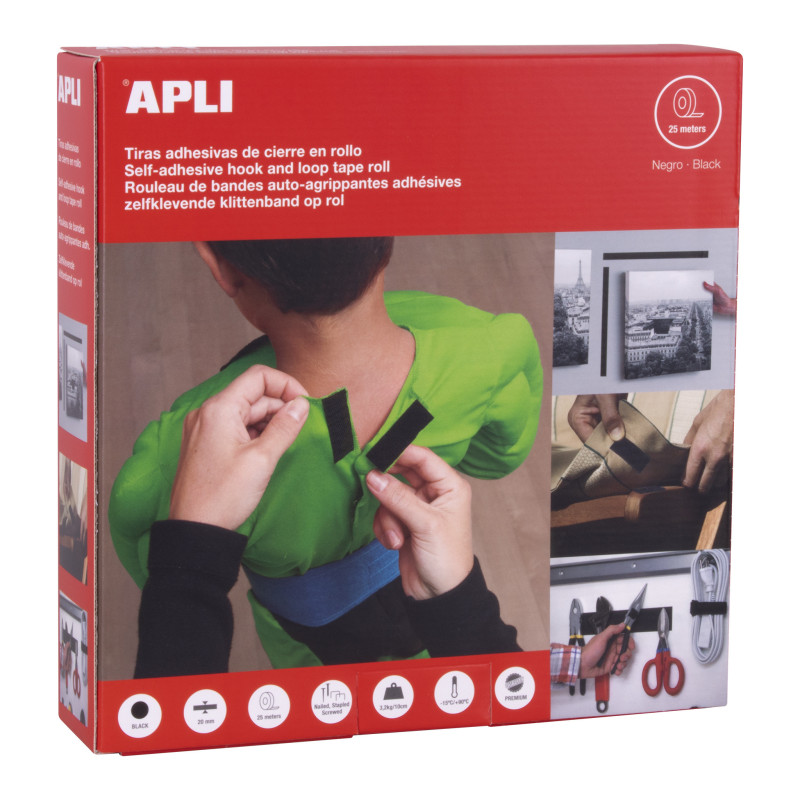 VELCRO ADHESIVO NEGRO 120MMX25M APLI 17018
