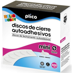 MINI DISCOS DE CIERRE AUTOADHESIVOS MACHO/HEMBRA, 10 MM , 400 PARES BLANCO