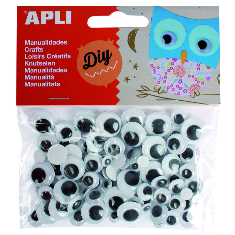 OJOS MOVILES ADHESIVOS NEGROS REDONDO 100u. APLI 13263