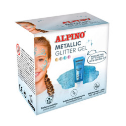 MAQUILLAJE caja 6 GLITTER GEL METALICO AZUL ALPINO