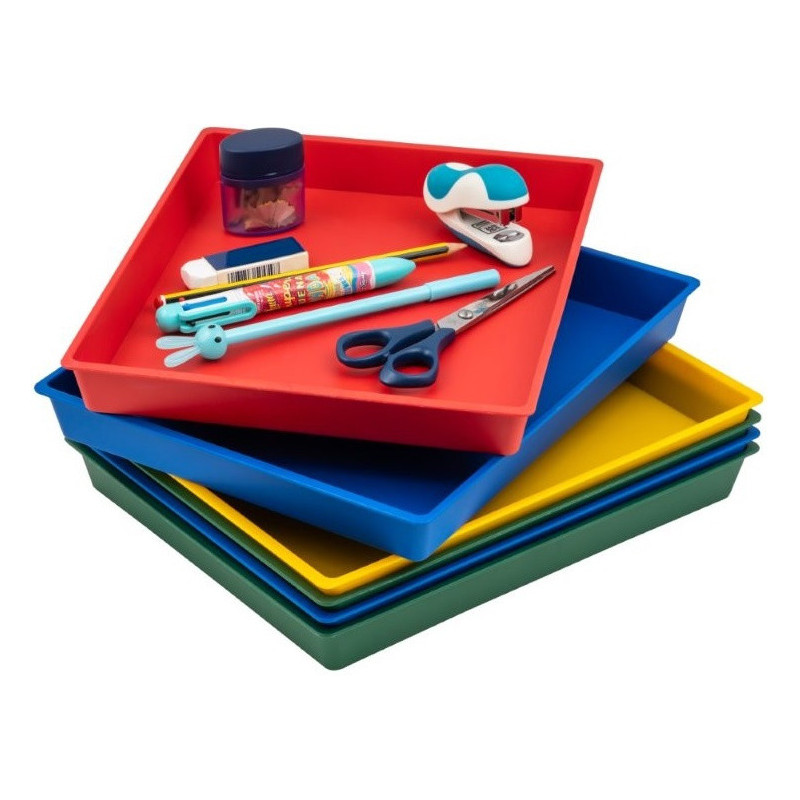BANDEJAS MULTIUSOS OPACAS SURTIDAS 28X22,5X3CM CONICAS APILABLES 6 UDS FAIBO 211-00