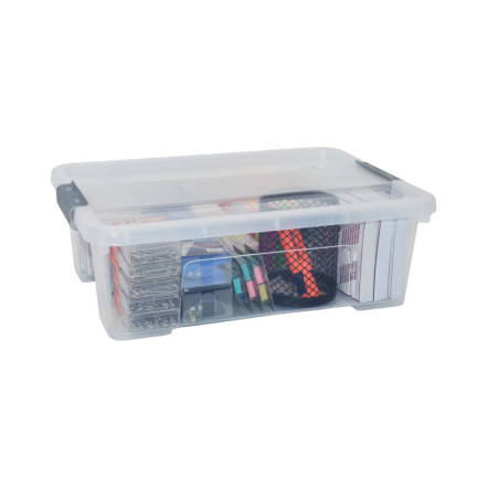 CAJA ALMACENAJE APILABLE CON TAPA 10 L. 280X400X130 MM CRISTAL ARCHIVO 2000