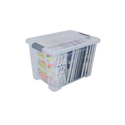 CAJA ALMACENAJE APILABLE CON TAPA 20 L. 280X400X260 MM CRISTAL ARCHIVO 2000
