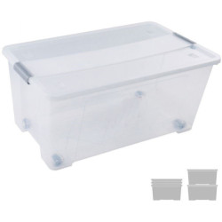 CAJA ALMACENAJE CON TAPA Y RUEDAS 61 L 400X680X310 MM CRISTAL ARCHIVO 2000