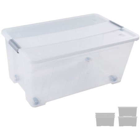 CAJA ALMACENAJE CON TAPA Y RUEDAS 61 L 400X680X310 MM CRISTAL ARCHIVO 2000
