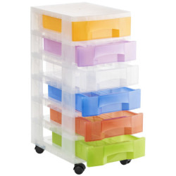 CAJONERA 6 CAJONES DE 6 L COLORES SURTIDOS CON RUEDAS 390X290X685 MM ARCHIVO 2000