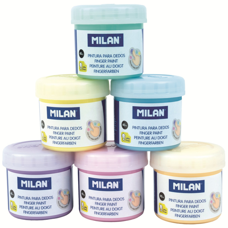 PINTURA PARA DEDOS 40 ML CAJA 6u. COLORES PASTEL MILAN