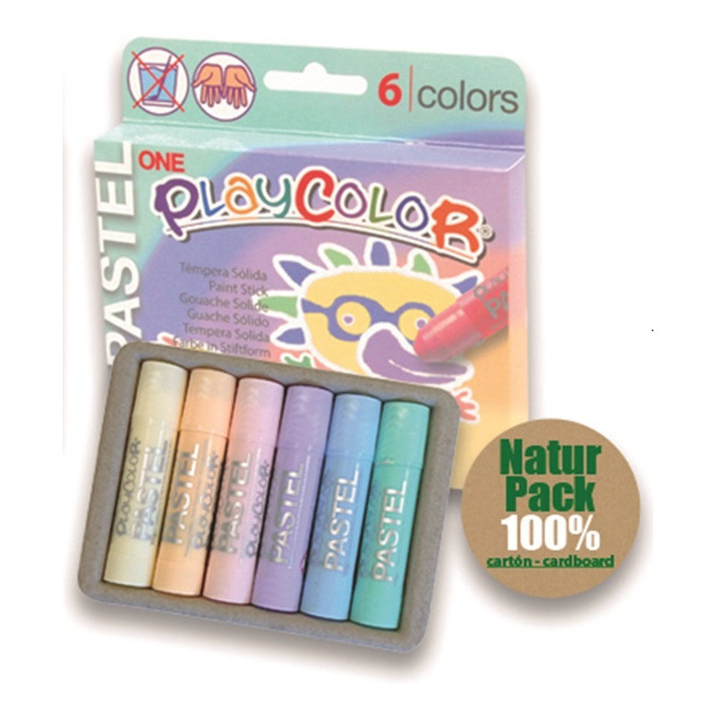 TEMPERA SOLIDA 10G 6 UDS COLORES PASTEL ONE PLAYCOLOR DUNSA