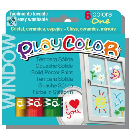 TEMPERA SOLIDA WINDOWS 10G 6 UDS SURTIDOS PLAYCOLOR