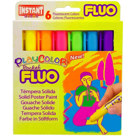 TEMPERA SOLIDA FLUO 5G 6 UDS POCKET SURTIDOS PLAYCOLOR