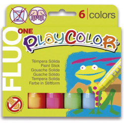 TEMPERA SOLIDA 10G 6 UDS COLORES FLUO ONE PLAYCOLOR DUNSA