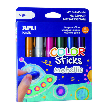 TEMPERA SOLIDA METALICA 6u. STICK 6G APLI 14405