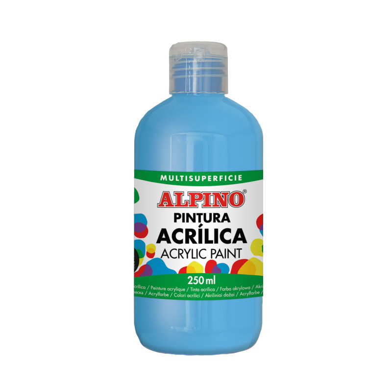 PINTURA ACRILICA BOTELLA 250 ML AZUL CYAN ALPINO