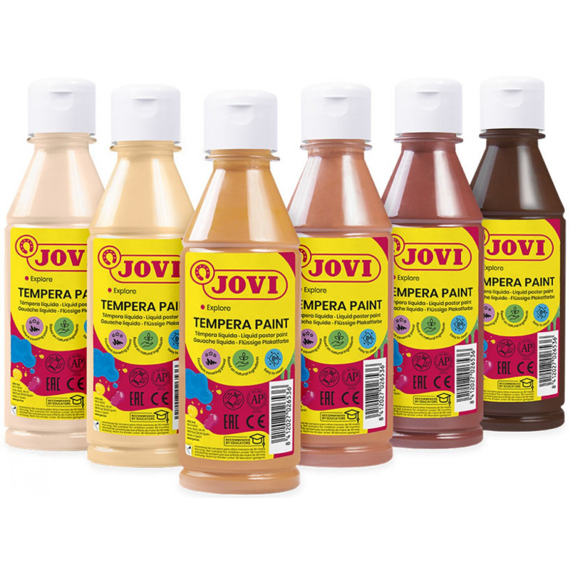 TEMPERA PAINT 250 ML SURTIDO 6 COLORES MULTICULTURAL JOVI