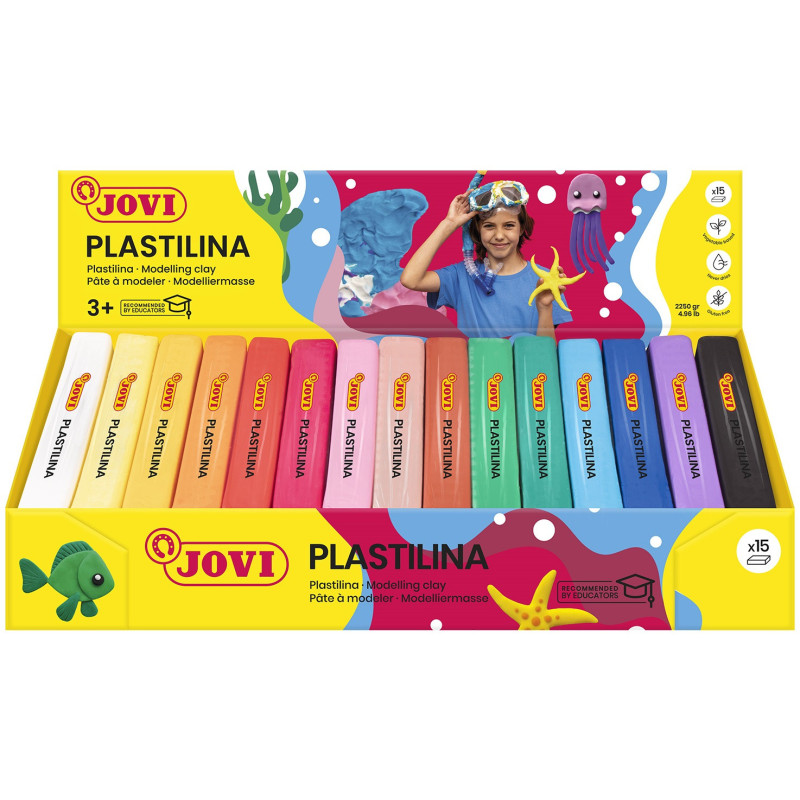 PLASTILINA CJ.15u. 150G COLORES SURTIDOS JOVI 71S