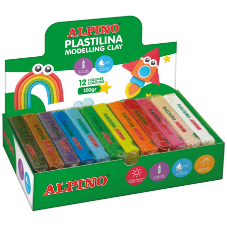 PLASTILINA CJ 12u. 150G COLORES SURTIDOS ALPINO
