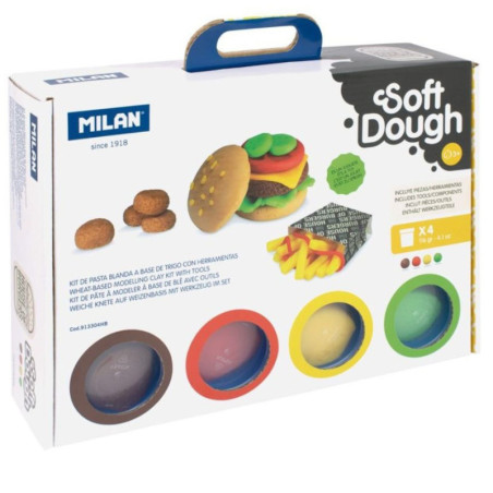MALETIN 4 BOTES 116 G PASTA BLANDA SOFT DOUGH CON HERRAMIENTAS CASA DE LAS HAMBURGUESAS MILAN