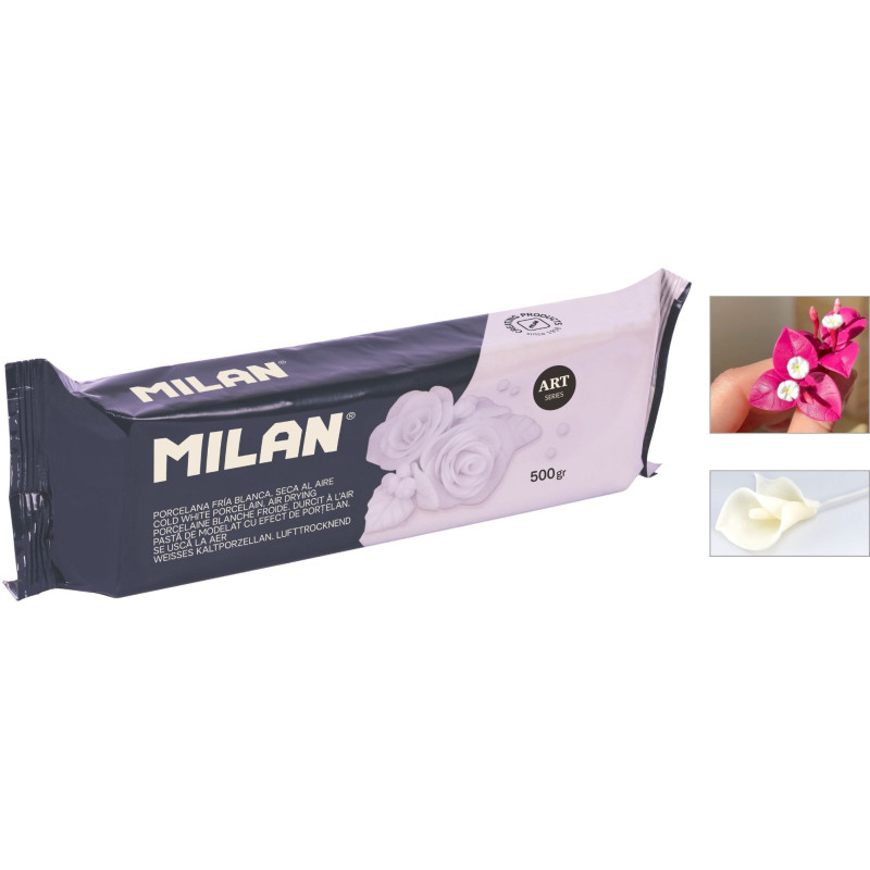PASTA PARA MODELAR PORCELANA FRÍA SECA AL AIRE BLANCA 500 G MILAN