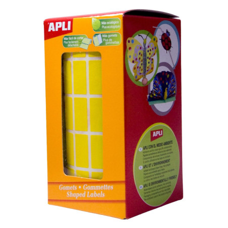 GOMETS RECTANGULARES 20x10MM AMARILLO ROLLO 3540u. APLI 4883