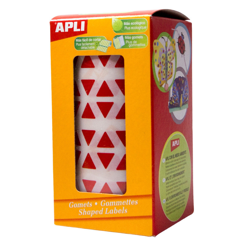 GOMETS TRIANGULARES 10,5x10,5x10,5MM ROJO ROLLO 6136u. APLI 4865