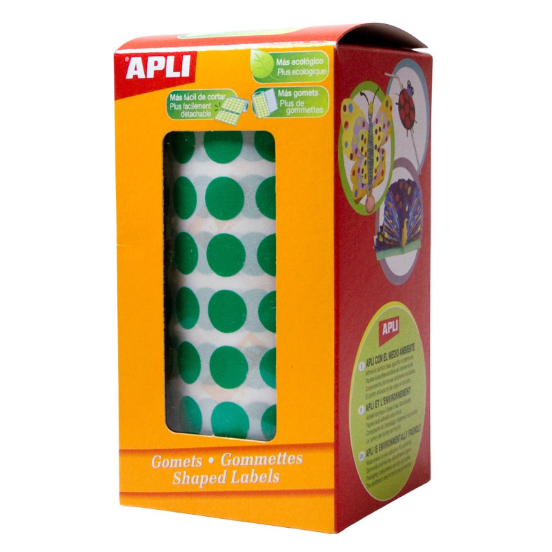 GOMETS REDONDOS 10,5MM VERDE ROLLO 4720u. APLI 4854
