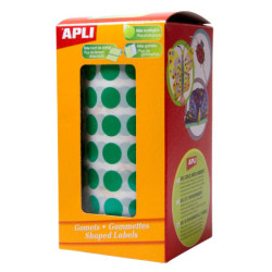 GOMETS REDONDOS 15MM VERDE ROLLO 2832u. APLI 4858