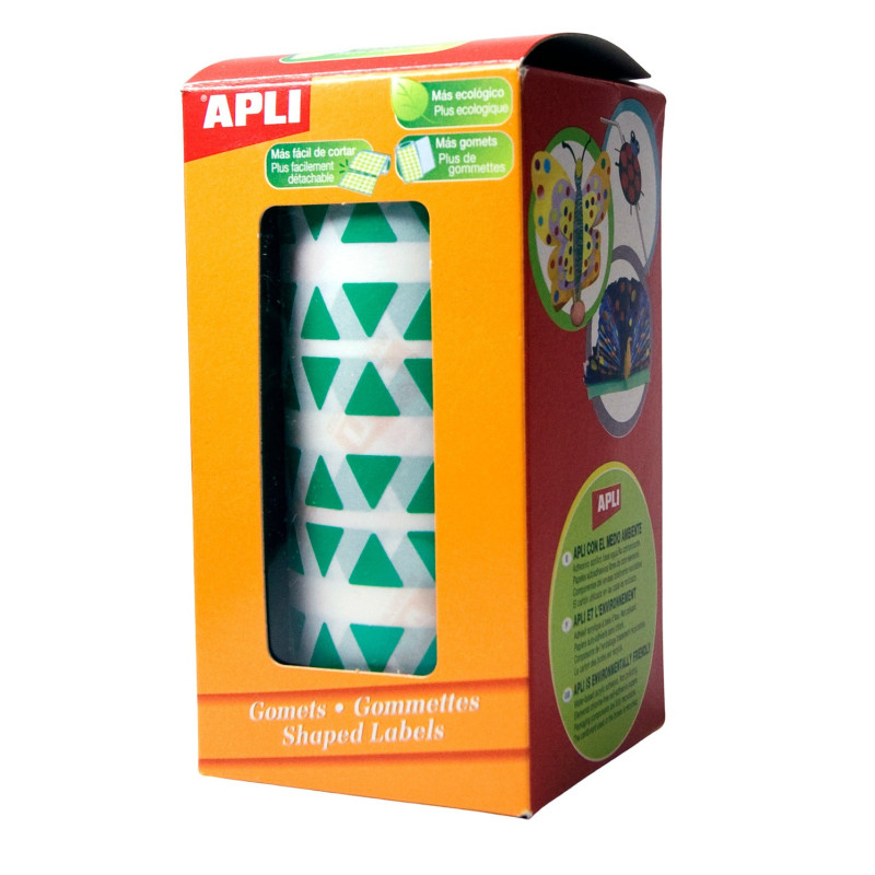 GOMETS TRIANGULARES 20x20x20MM VERDE ROLLO 2596u. APLI 4870