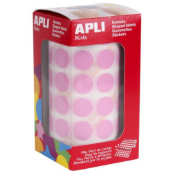 GOMETS REDONDOS 15MM ROSA ROLLO 2832u. APLI 11484