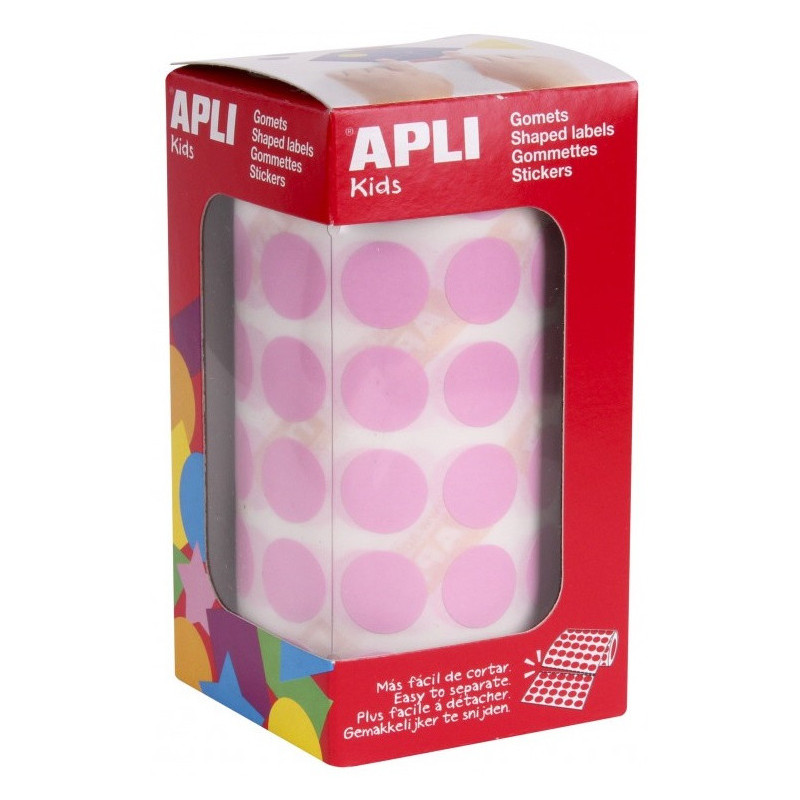 GOMETS REDONDOS 15MM ROSA ROLLO 2832u. APLI 11484