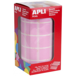 GOMETS CUADRADOS 20x20MM ROSA ROLLO 1770u. APLI 11499