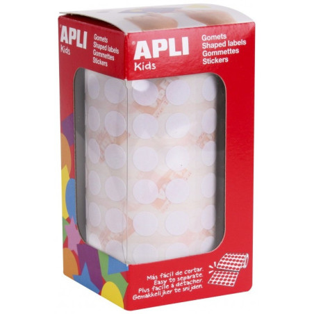 GOMETS REDONDOS 10,5MM BLANCO ROLLO 4720u. APLI 11903
