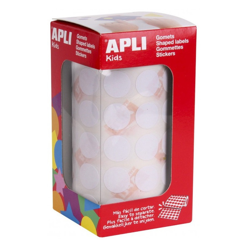 GOMETS REDONDOS 15MM BLANCO ROLLO 2832u. APLI 11904